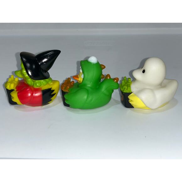 Set of 3 New Halloween Costume Rubber Duckies Duck 2” Jeep Witch Ghost Dragon - Picture 2 of 4